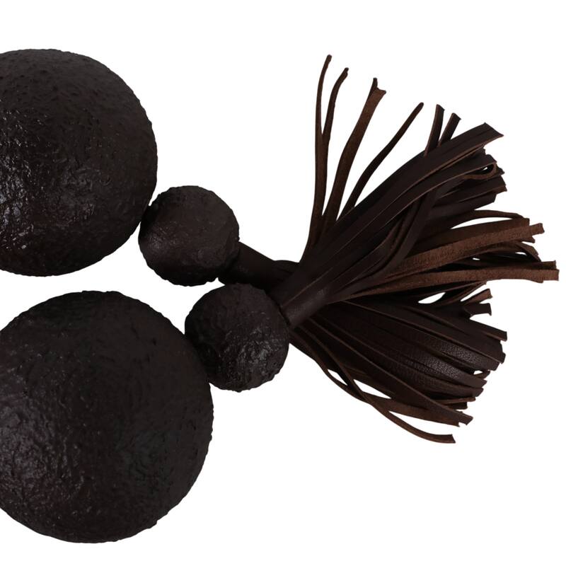 Ecomix Bead Strand with Leather Tassels and Chiseled Texture Detailing - 53" x 3" x 3"