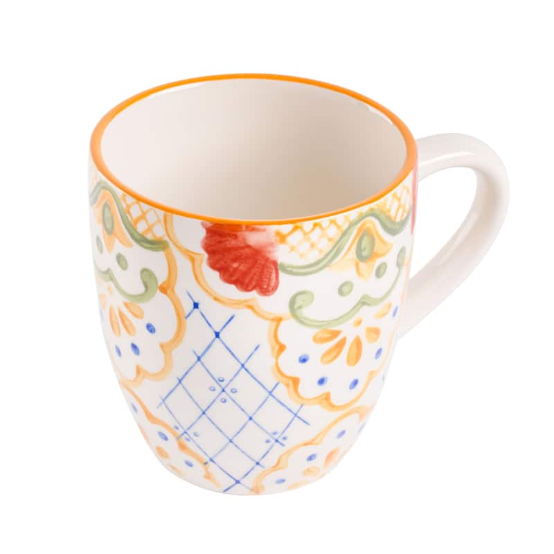 4 Piece 17.4 Ounce Hand Painted Stoneware Mug Set