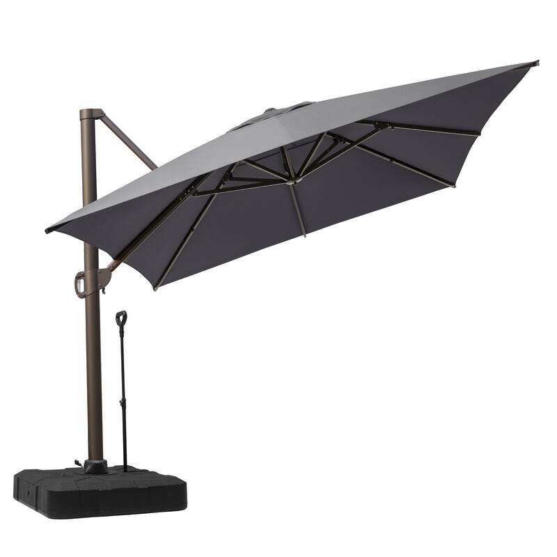 13 ft x 10 ft Outdoor Luxury Aluminum Patio Cantilever Offset Umbrella and Base with Wheels