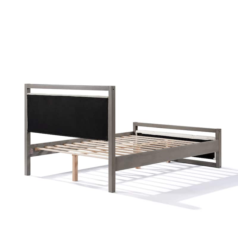 Christopher Knight Home Solid wood Frame Platform Bed with Ivory Boucle Fabric Headboard
