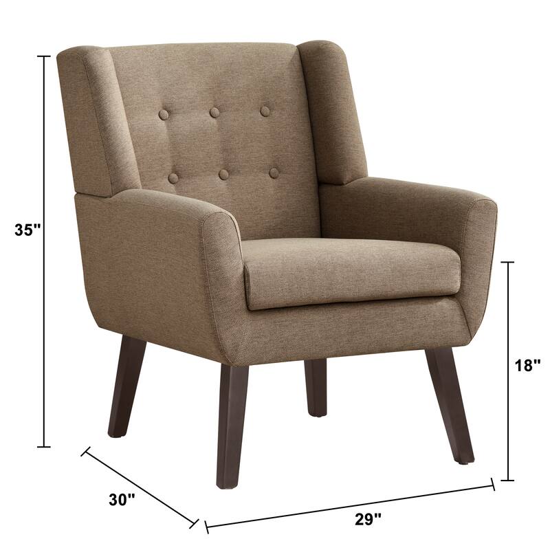 HUIMO Modern Linen Upholstered Armchair Tufted Accent Chair