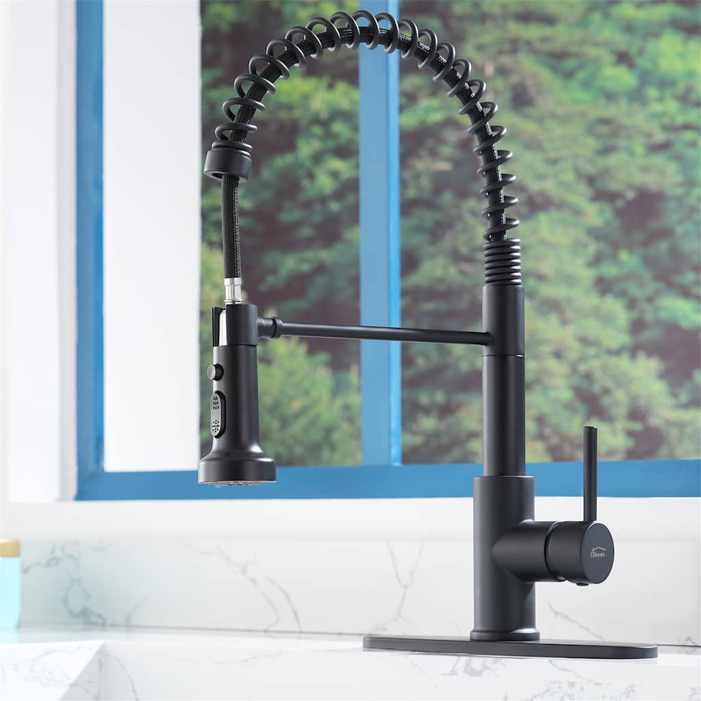 Stainless Steel Pull-Out Kitchen Faucet with 3-Function Spray Head