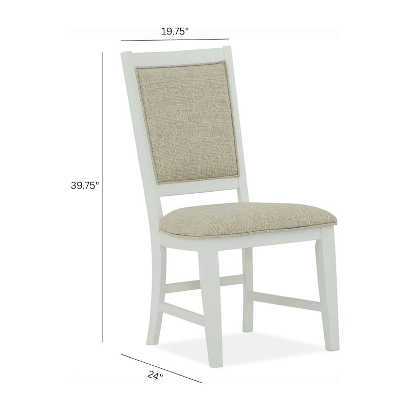 Magnussen Home Heron Cove Chalk White And Dovetail Grey Upholstered Side Chair Two Pack - 19.75''W x 24''D x 39.75''H