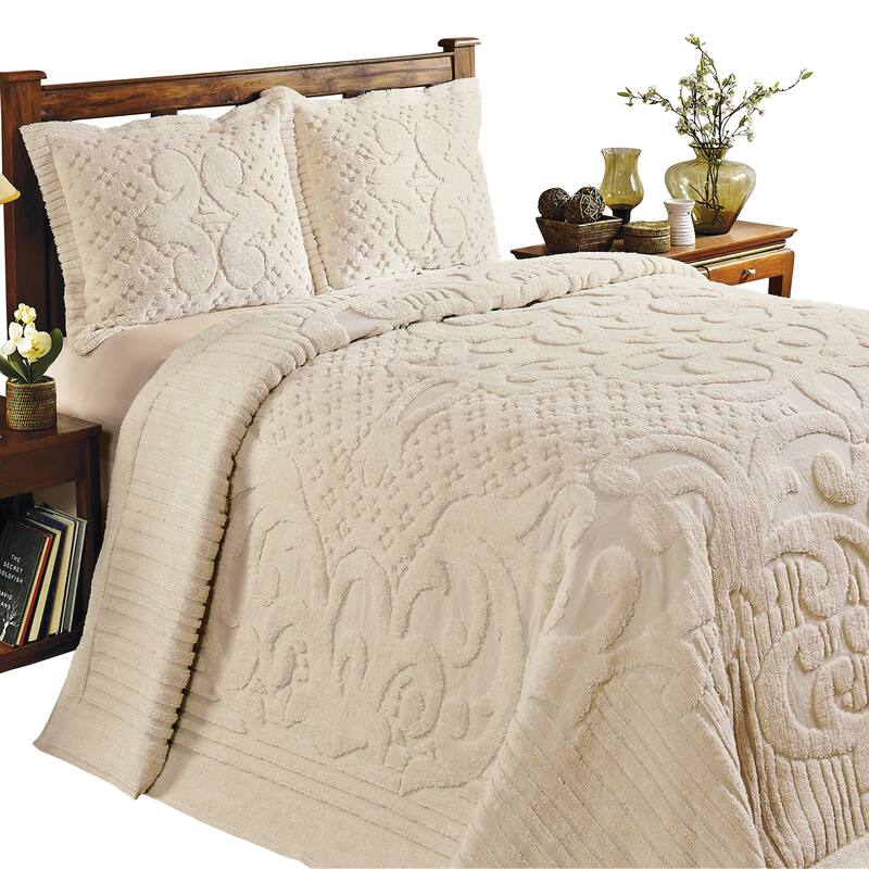 Ashton Textured Scrolling Chenille Design Bedspread