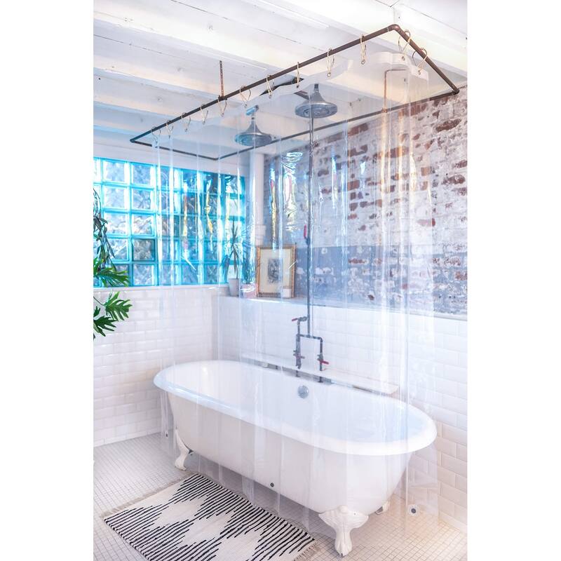 No Hook Waffle Shower Curtain, 71x74, White, Snap-in Liner, Mesh Top
