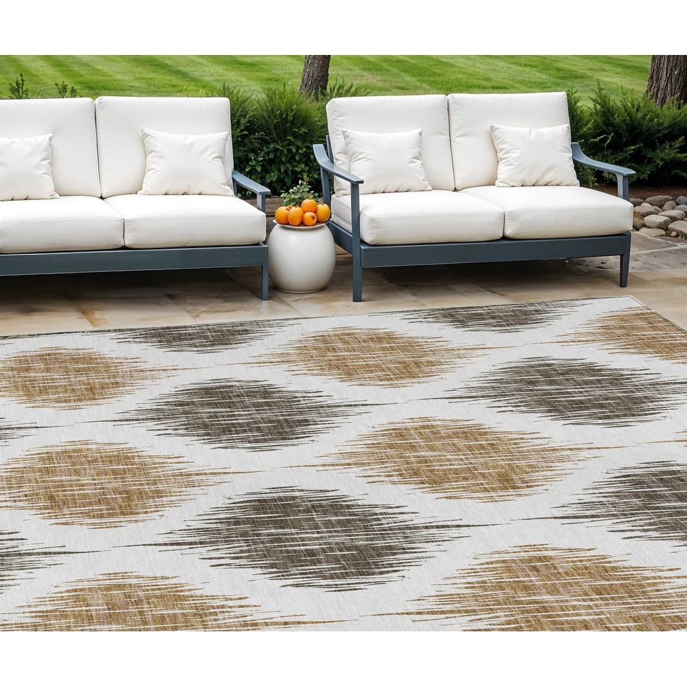 HomeRoots Ikat Transitional Rectangle Outdoor Rug