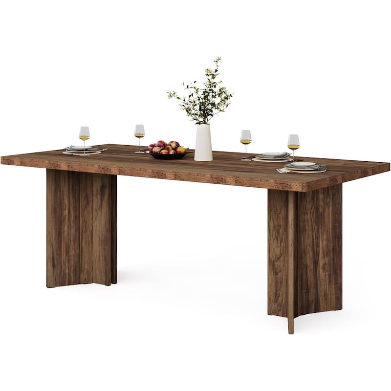 63"Farmhouse Dining Table for 4-6 People - Rustic Rectangular Wood Kitchen Table with Thick Top, Modern Dining Room Table