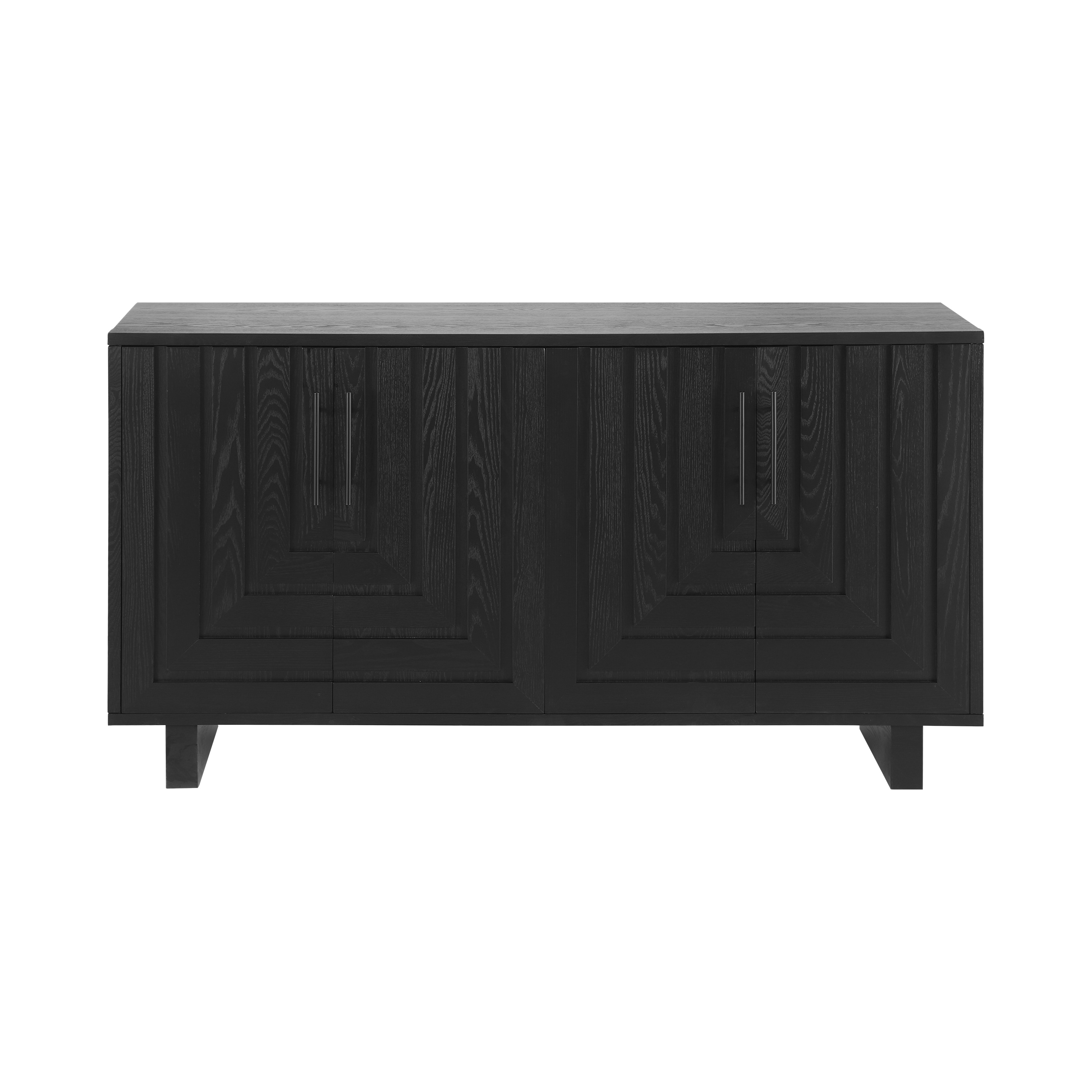 Roomfitters Modern 4-Door Sideboard Storage Cabinet with Geometric Panels, 59 Inch