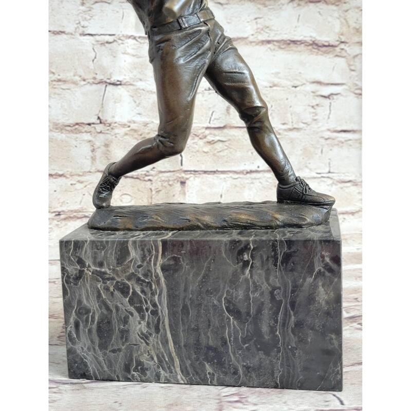 Baseball Player Bronze Metal Sculpture Statue Figure Trophy Decor On Marble Base