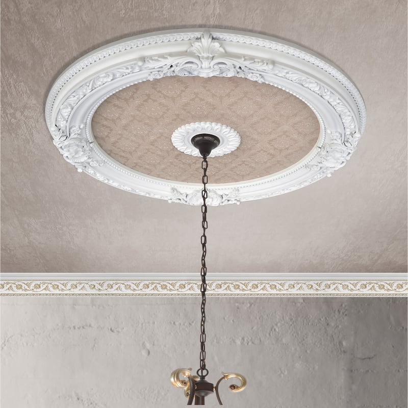 Blanco Round Chandelier Ceiling Medallion 36in - Ivory