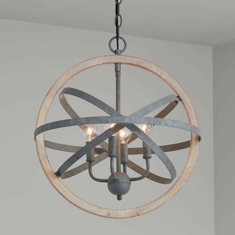 Bluffton 4-light Iron/ Wood Hanging Pendant
