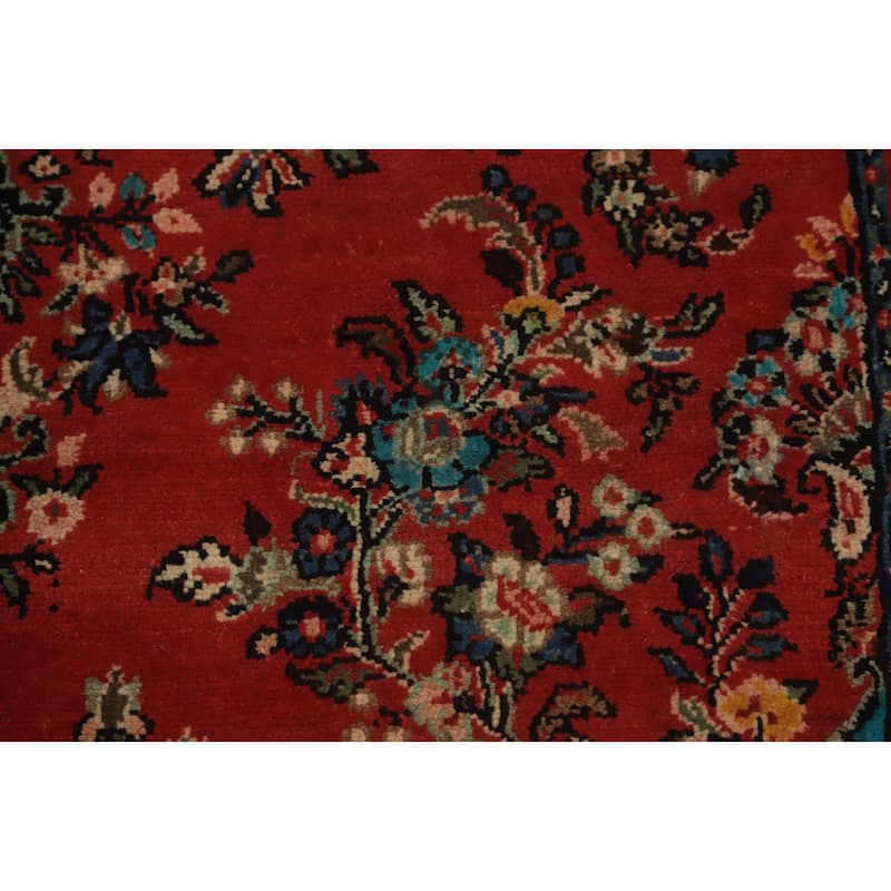Hand Knotted Oriental 100% Wool Carpet Traditional Floral Oranges & Rust Hamedan Area Rug - 7' 2'' X 4' 7''