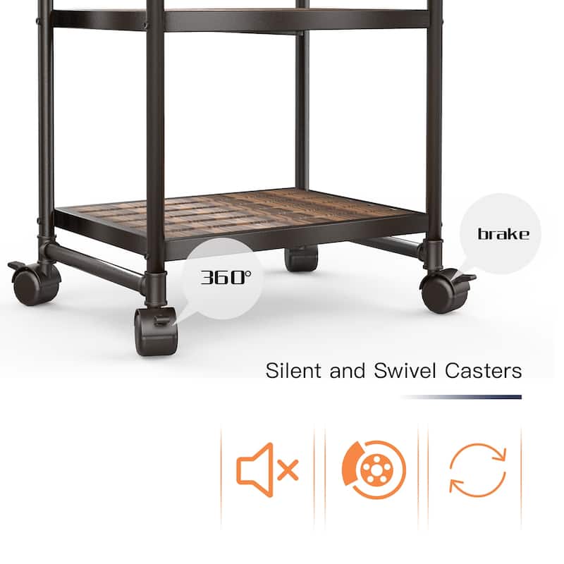 Mieres 63.5 in. H x 16.1 in. W x 12.2 in. D Industrial Style 6-Tier Shelving Unit with Lockable Casters