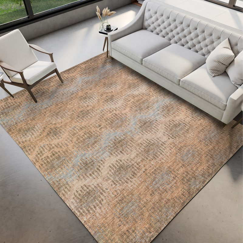 Indoor/ Outdoor Addison Bravado Modern Chevron Washable Area Rug - 8' x 10' - Earth