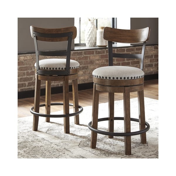 slide 2 of 42, Valebeck Swivel Barstool Single - Brown - Counter Height