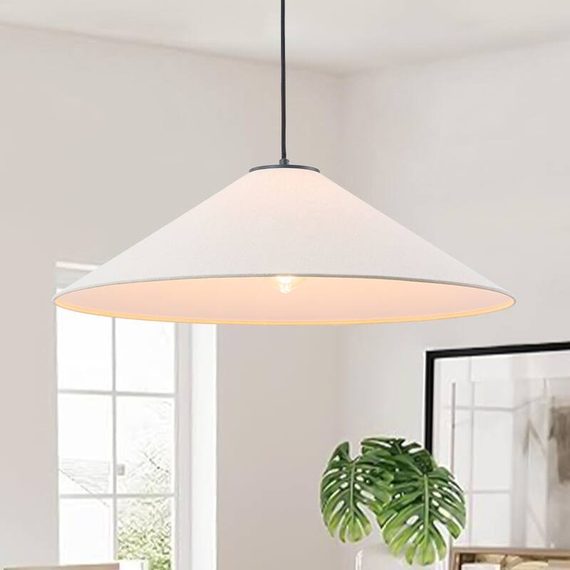1-Light Modern Fabric Single Cone Pendant