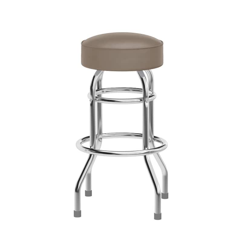 Double Ring Chrome Barstool - 20.5"D x 20.5"W x 30.25"H - Beige