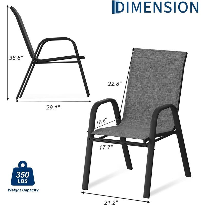 6-Pack Outdoor Stackable Dining Chairs High-Back Textilene Fabric Chairs