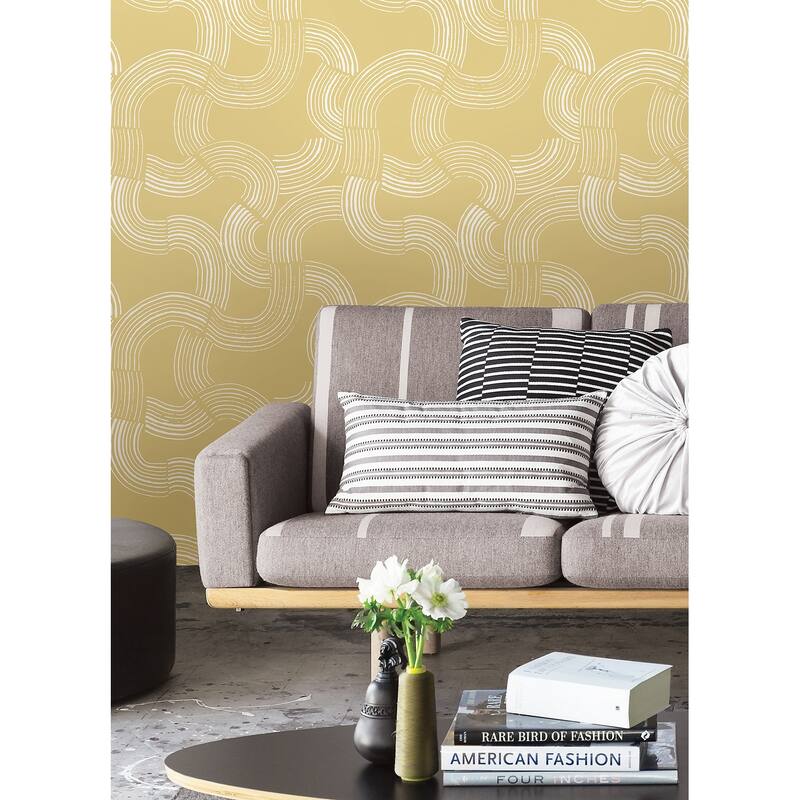 NuWallpaper Mustard Hokime Peel & Stick Vinyl Wallpaper - 216in x 20.5in x 0.025in