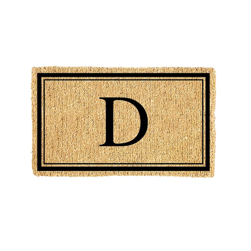 28 in. x 16 in. Monogram Coir Mat, Letter "D"
