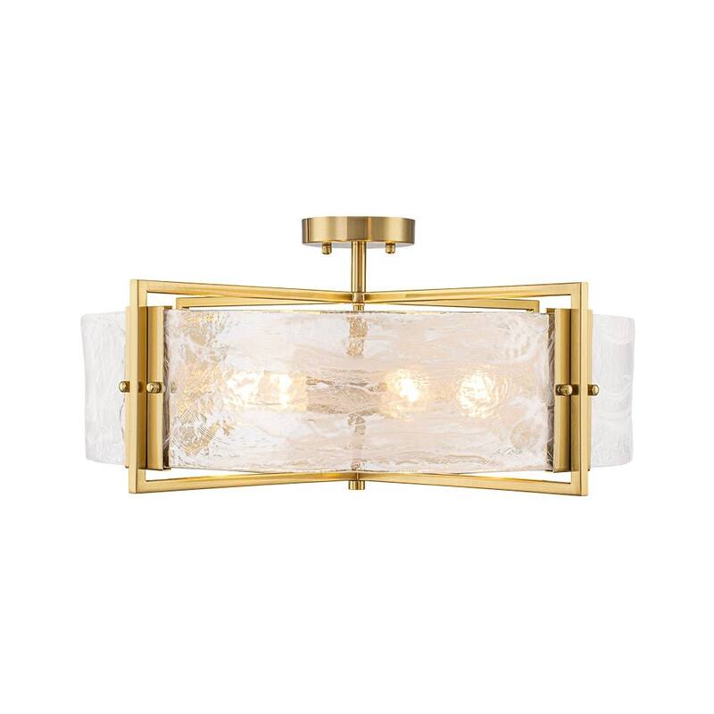 Modern Entryway 6-Light Glazed Glass Drum Semi-flush Mount