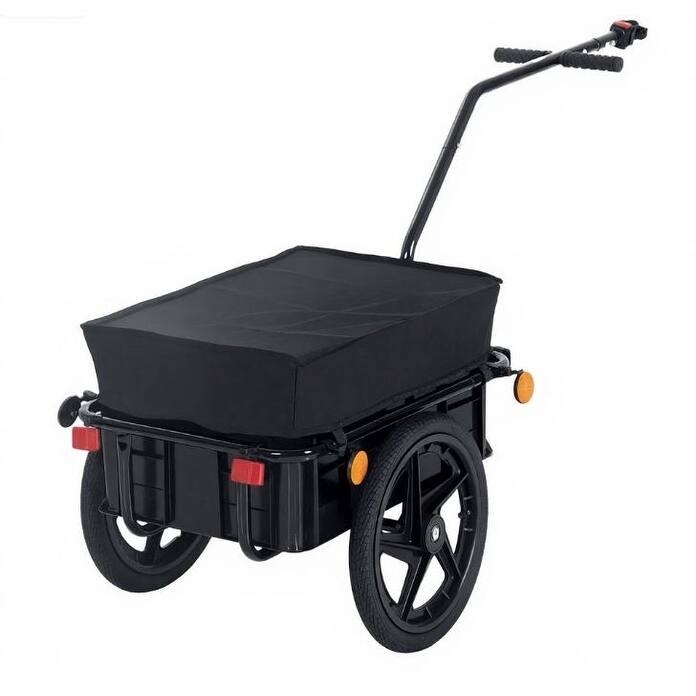 GDFStudio - Outdoor Steel Bike Wagon Bicycle Cargo Trailer with Removable Storage Box, 16" Wheels & Waterproof Cover - 56.7"
