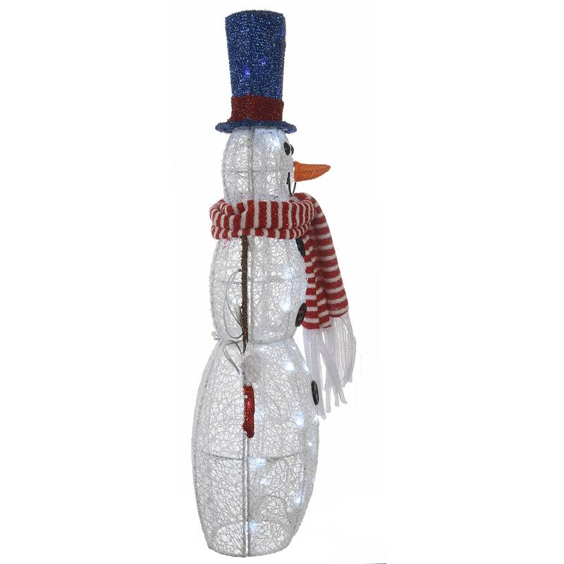 National Tree Company 30 in. Pre-Lit Fabric Snowman - White - 30 in