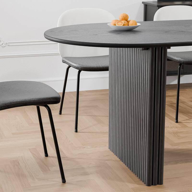 Dovelina Modern Oval Wooden Dining Table Sturdy Fluted Base for 8 People
