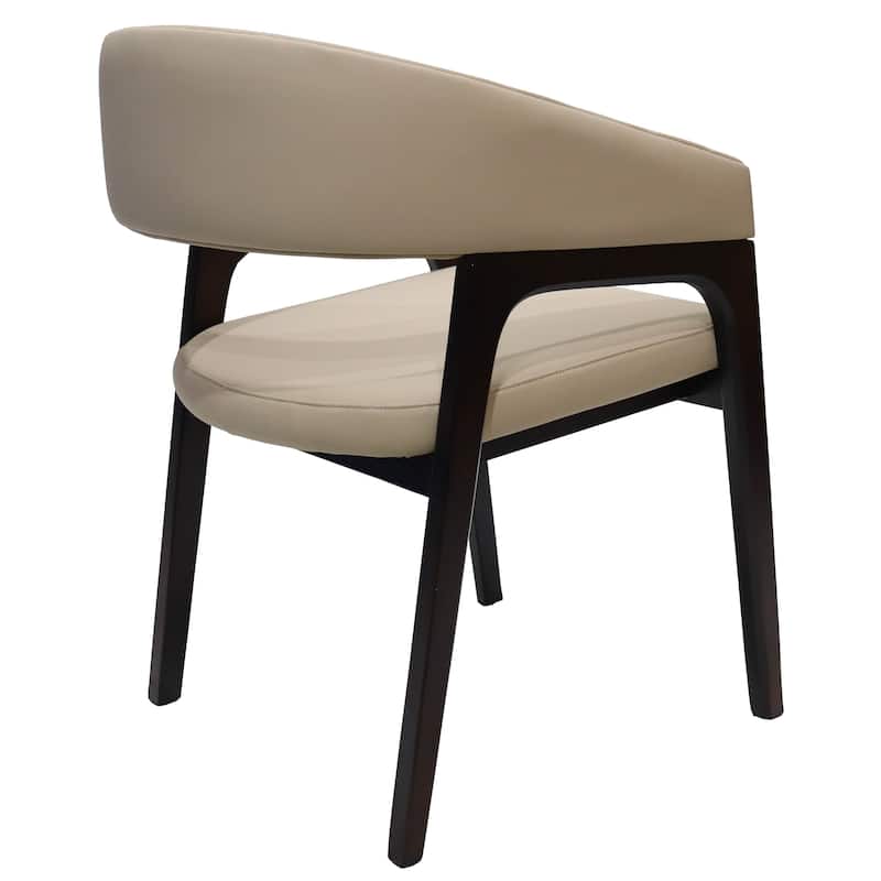 Cali Leather Dining Chair with Rubberwood Legs for Modern Kitchend and Dining Room Accent Arm Chair With Curved Open Back Design