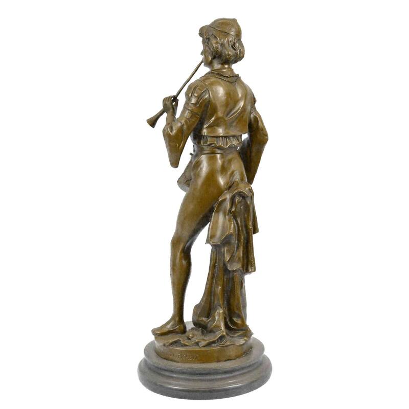 French Civil War Drummer Bronze Sculpture Marble Base Figurine Statue Figure Art