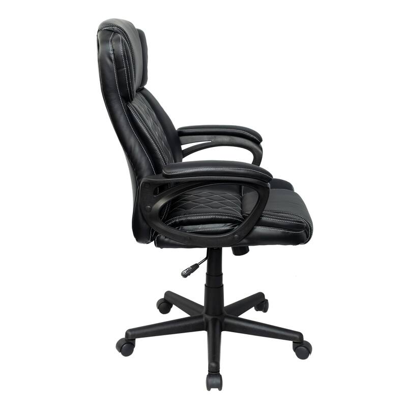 Techni Mobili Ergonomic Executive Office Chair High Back Faux Leather - Adjustable Height, Lumbar Support