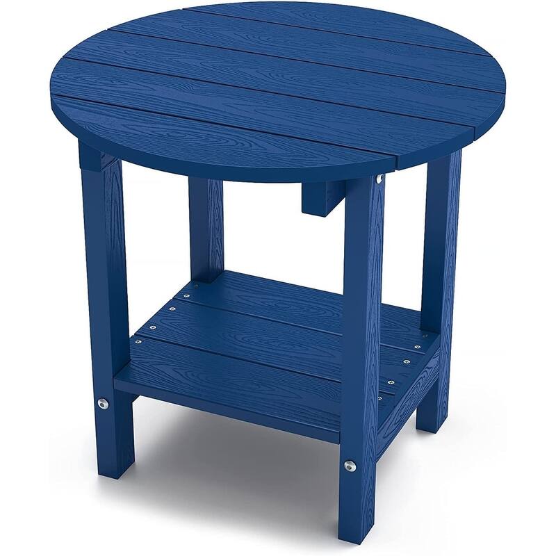 WINSOON All Weather HIPS Outdoor Side Tables 2-Tier Adirondack Tables End Tables 18inch - Navy