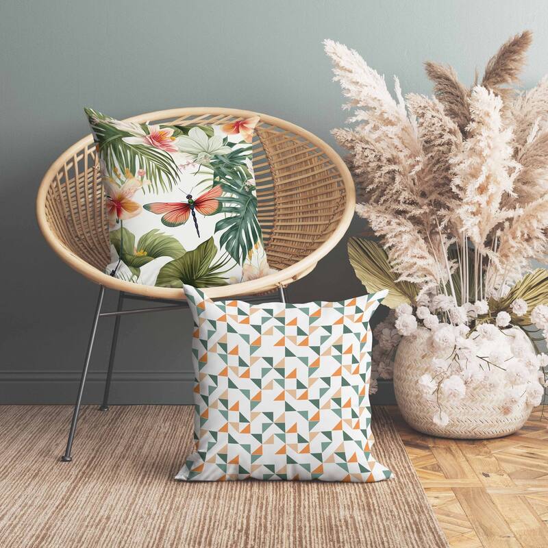 Dragonfly Dreamscape Faux Suede Reversible Throw Pillow Green and Red