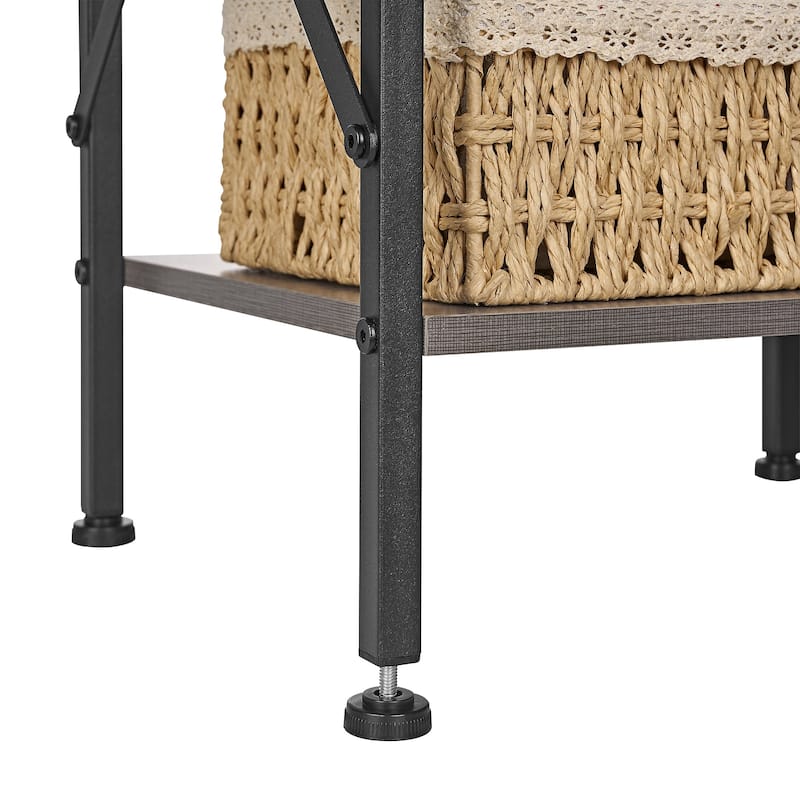 Javlergo 2 Pack X Frame Nightstand with Removable Fabric Drawer Easy to Clean Multifunctional End Table with Open Shelf