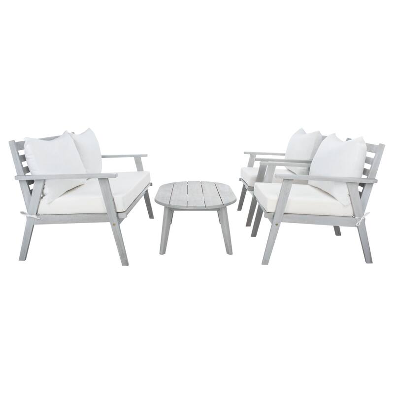 SAFAVIEH Outdoor Deacon 4-piece Conversation Patio Set. - 49" W x 30" D x 31" H