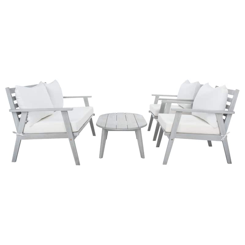 SAFAVIEH Outdoor Lupe 4-Piece Conversation Patio Set - 49W x 31D x 30H