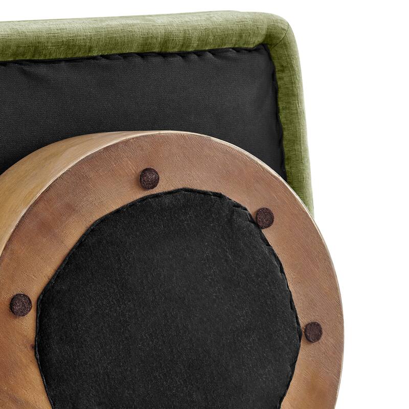 NPD Furniture Zenda Fabric Swivel Accent Chair with Wooden Base