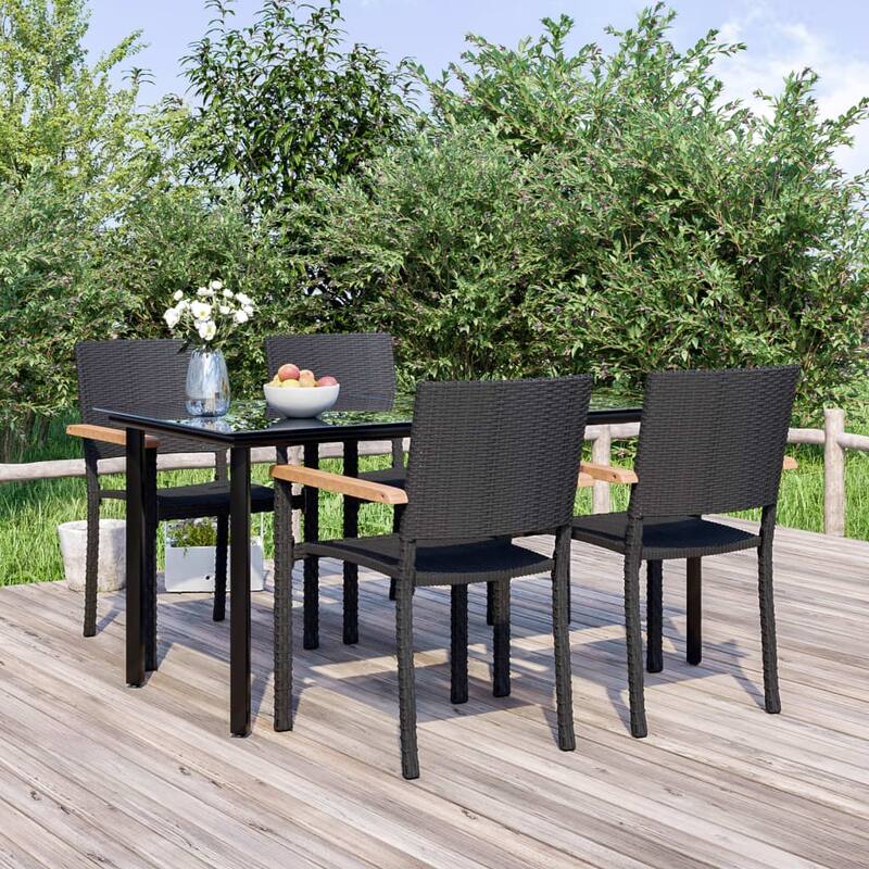 vidaXL Patio Dining Set Outdoor Dining Set Garden Table and Chair Set Black