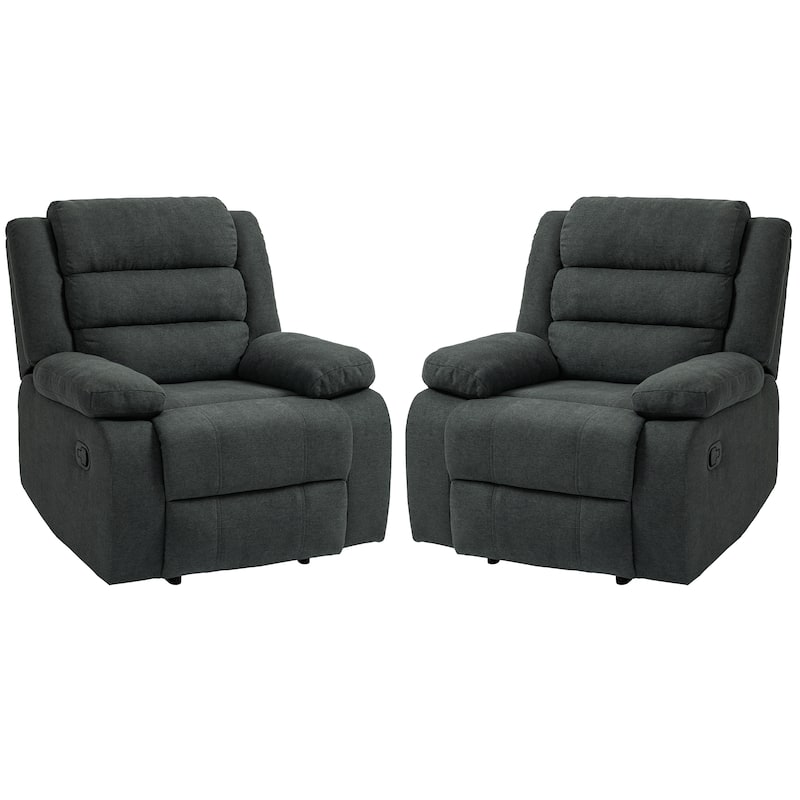 Overstuffed Cotton Corduroy Manual Pushback Recliner with Wide Armrest