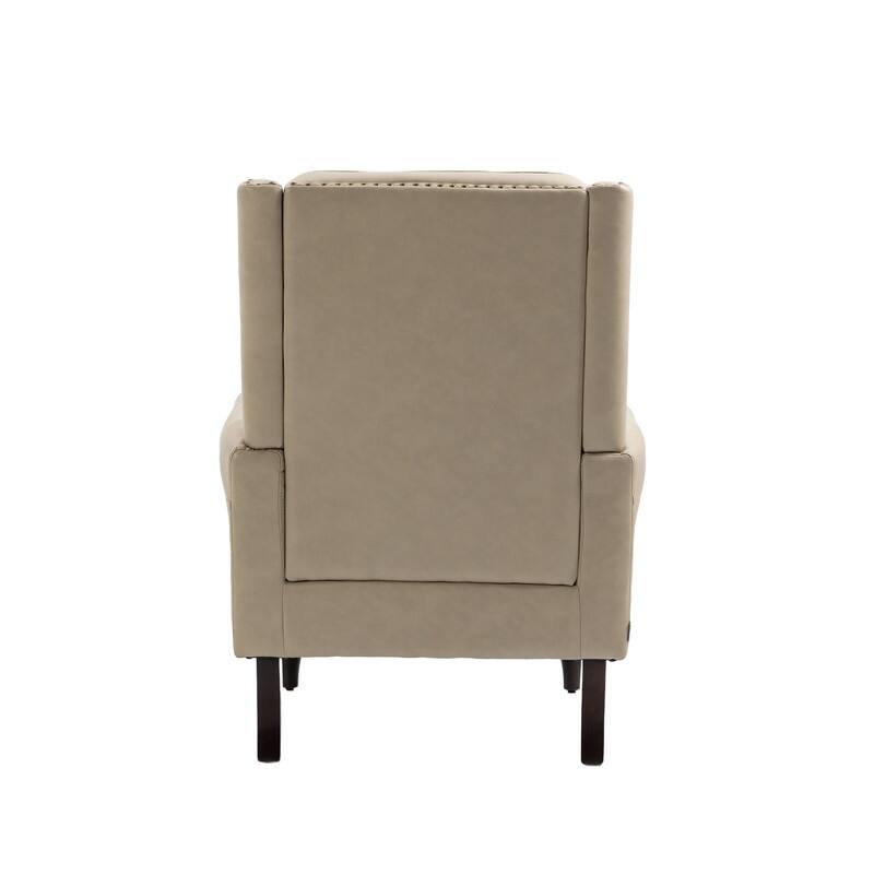 Modern Wood Frame Accent Armchair - Supportive PU Leather Lounge Chair for Living Room & Bedroom
