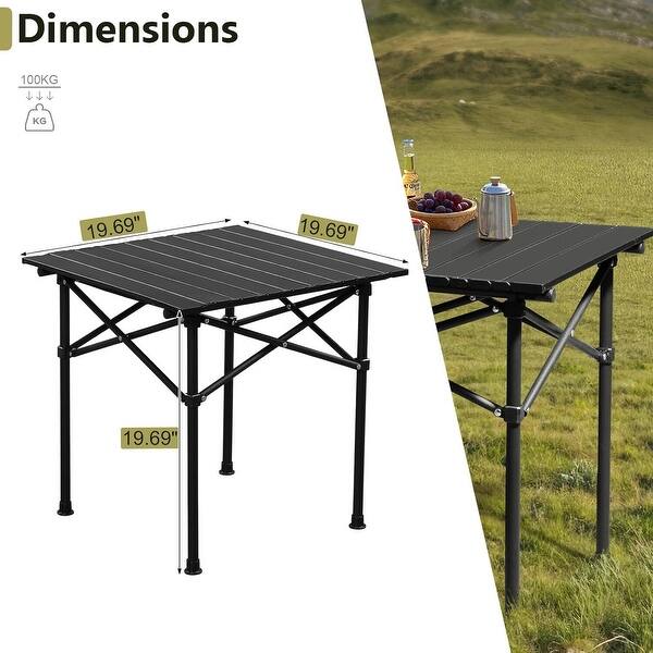 dimension image slide 0 of 3, Aluminum Roll-Up Camping Table w/Bag for Outdoor/Travel