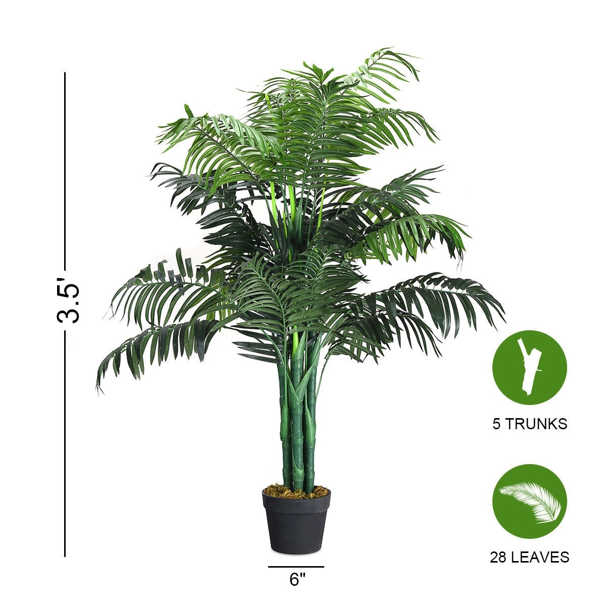 Shop Gymax Artificial Areca Palm Decorative Silk Tree W Basket 3 5