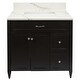 preview thumbnail 11 of 109, Vail 37" Bathroom Vanity with Cultured Marble Top Sink w/ Backsplash in White with White Basin Espresso - Calacatta White