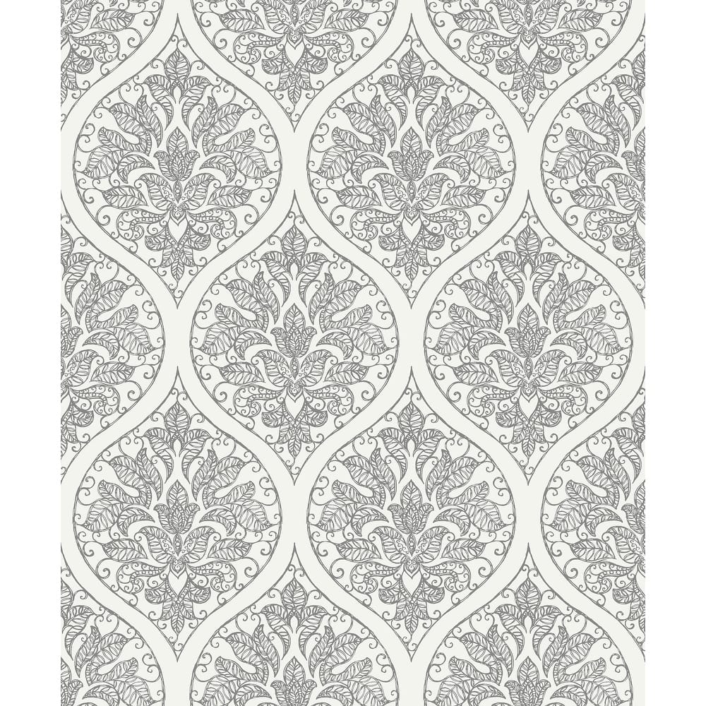 Galerie Wallcoverings Emporium 3D Embossed Ogee Damask Non-woven Metallic Wallpaper Roll