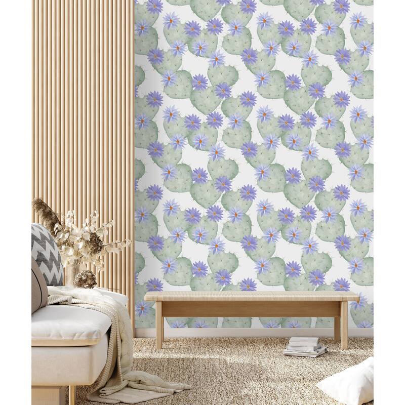 Cactus with Purple Flower Wallpaper - Bed Bath & Beyond - 34987180