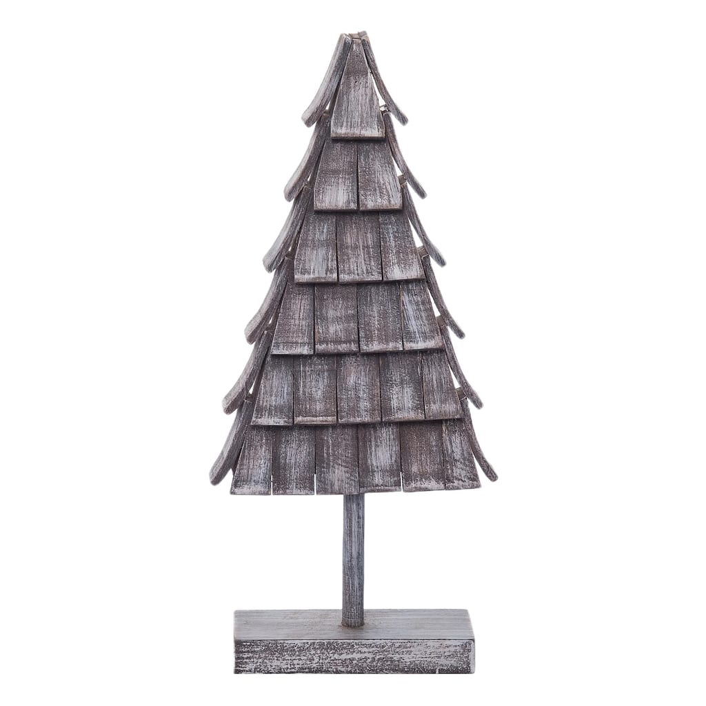 Transpac Wood 13.9 in. Gray Christmas Natural Layered Tree