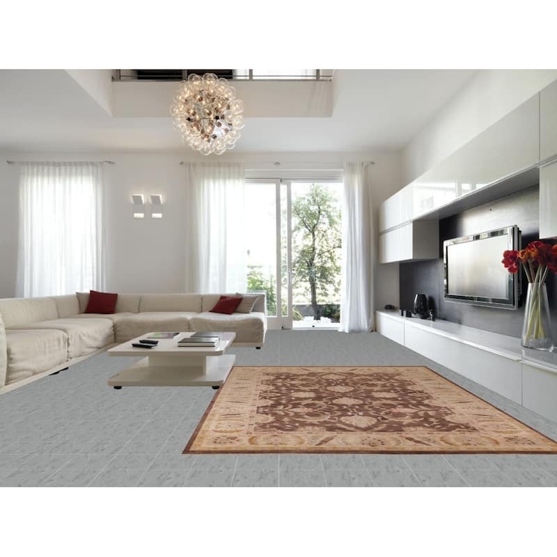 Brown Floral Chobi Peshawar Oriental Area Rug Hand-Knotted Wool Carpet - 8'11" X 11'11"
