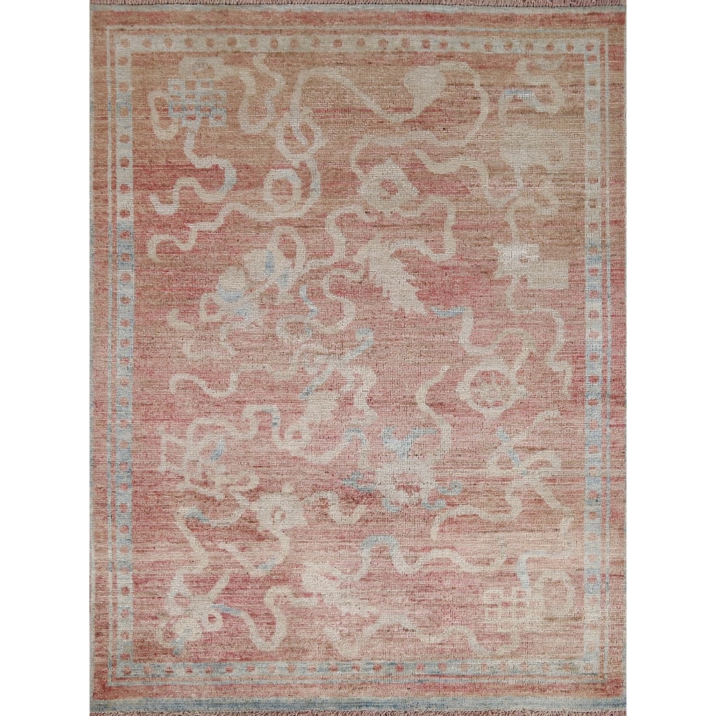 Hand Knotted Oriental 100% Wool Carpet Traditional Abstract Coral Art Deco Area Rug - 5' 0'' X 3' 10''