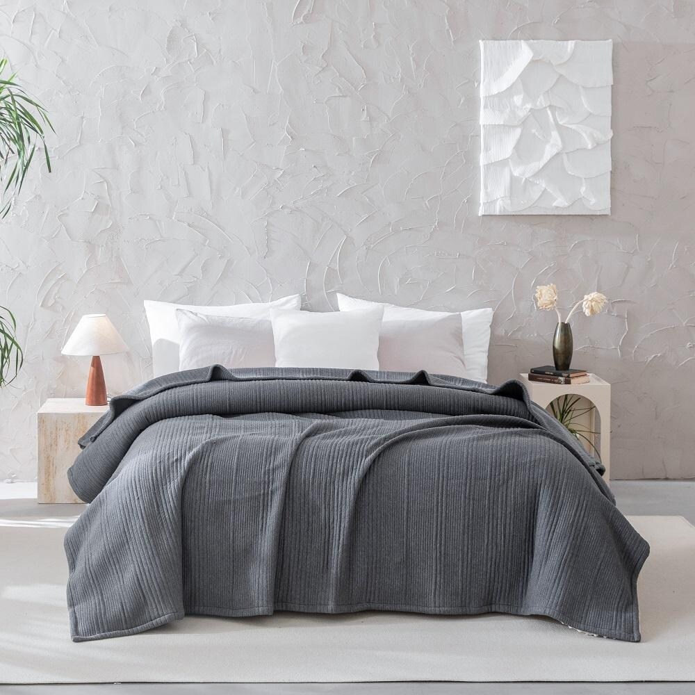 MeadowPark Soft Cotton Jersey Lightweight Bed Blanket Reversible