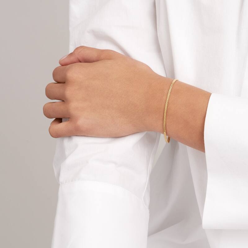 Curata 14k Yellow Gold 7.5" 2.5mm Bismark Chain Layering Bracelet